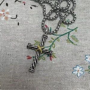 David Yurman X Station Cable Cross Silver Necklace